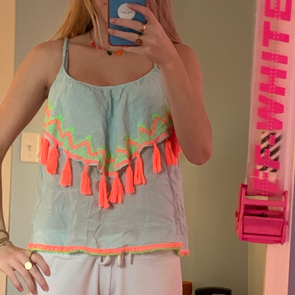 Neon tassel top